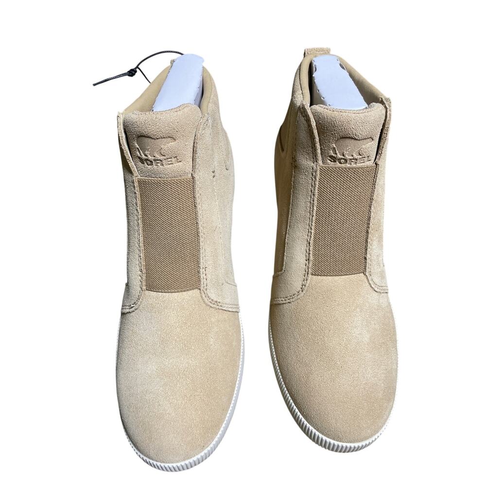 Sorel Out N About Wedge Boots  Size 7.5 Tan Suede Waterproof Ankle Booties